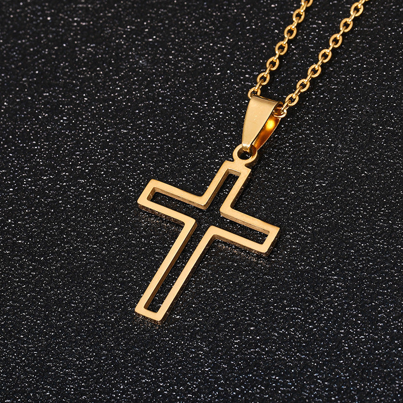 Stainless Steel Cross Necklace For Men Women Pendant Jewelry Fashion Fall Winter Sweater Necklace