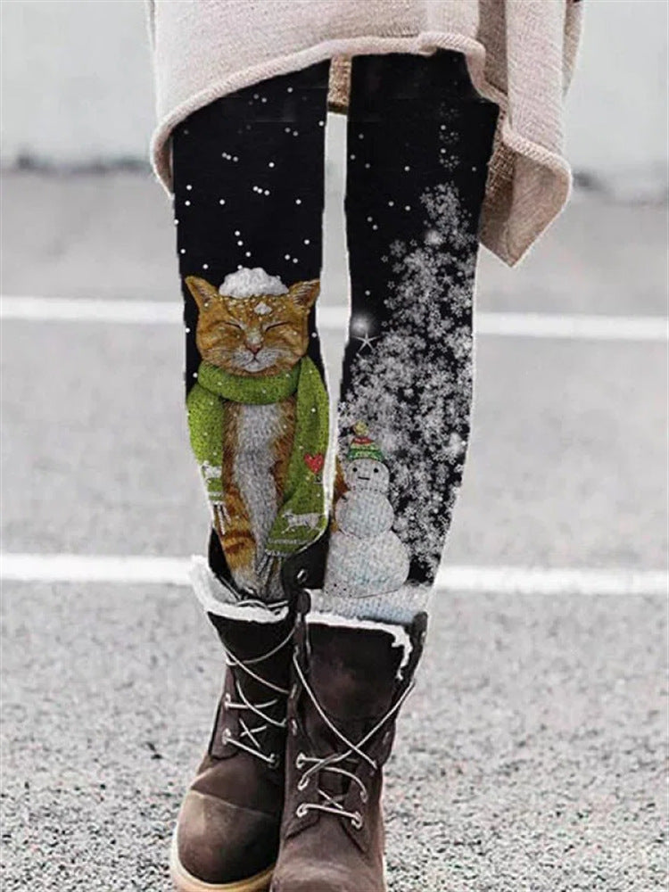 Fashion Pattern Elastic Leggings Trendy Women