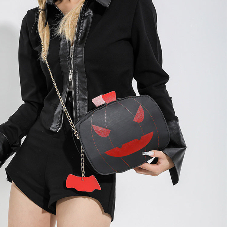 Halloween Cartoon Pumpkin Shoulder Bag For Girls Personality Funny Creative Chain Crossbody Bags Women