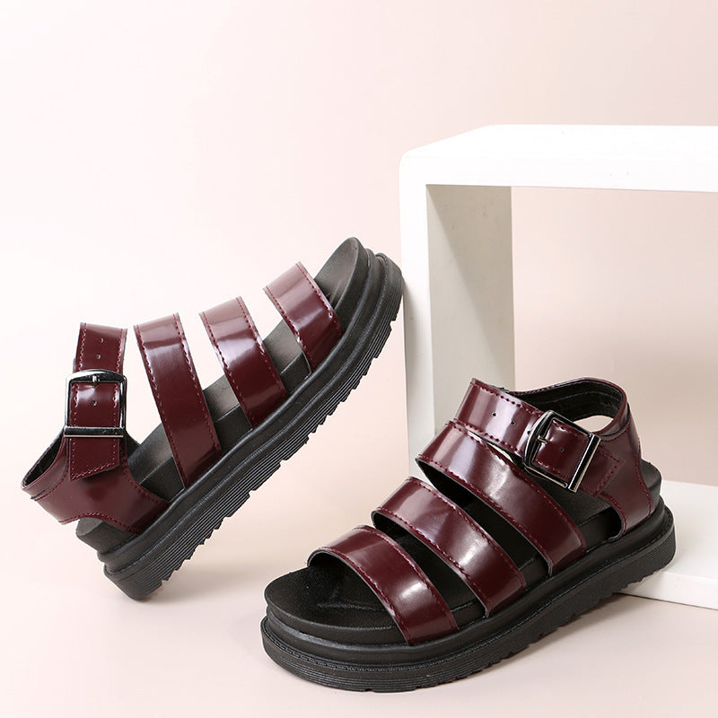 Women's Roman Open Toe Beach Shoes Platform Buckle Sandals