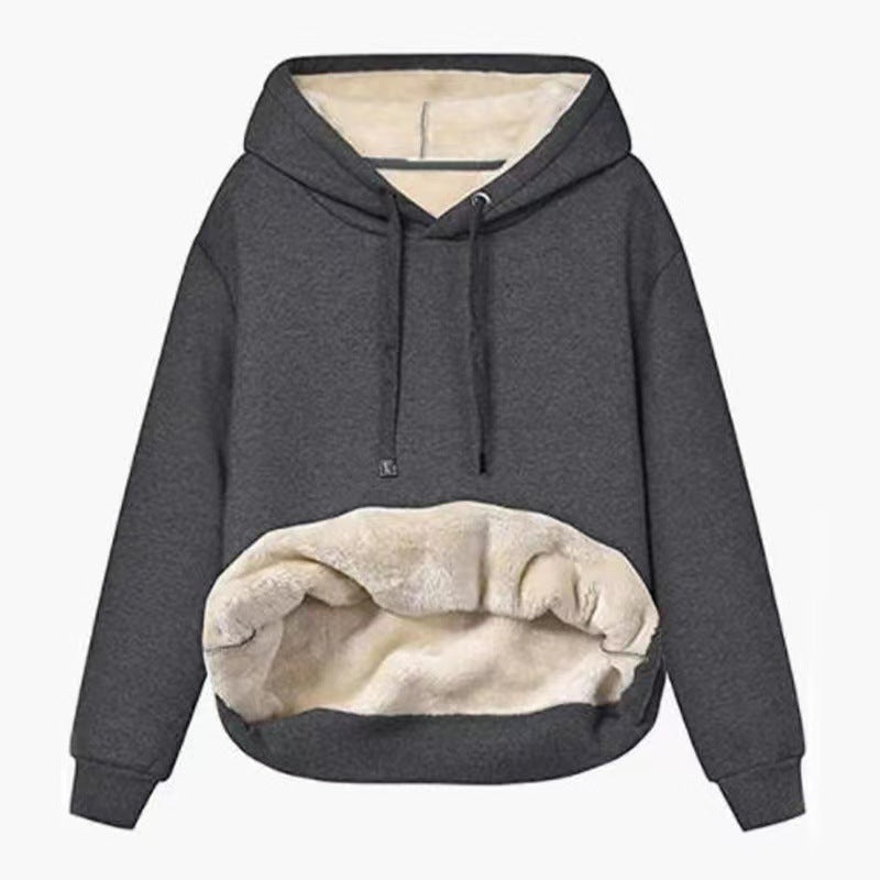 Velvet Padded Hooded Sweater Plush Women's Coat