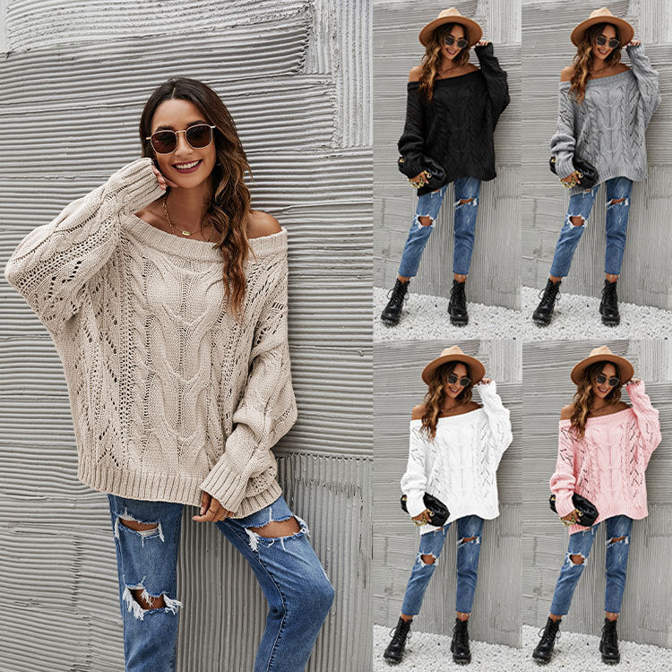 Autumn And Winter Strapless Plus Size Loose Knit Sweater