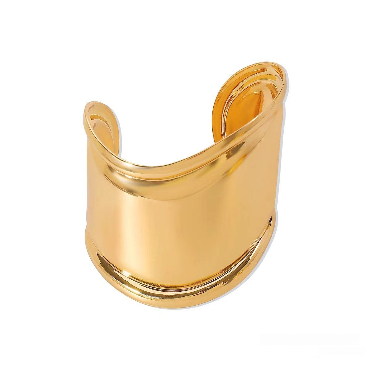 Retro Hollow Exaggerated Open-end Polished Metal Bracelet