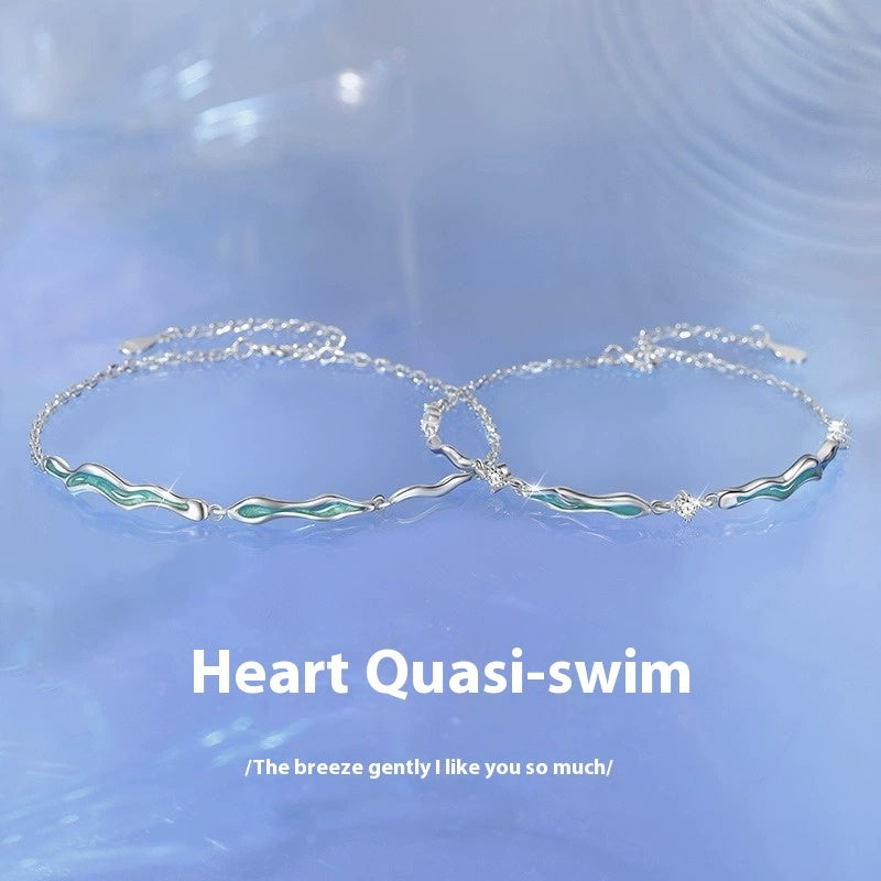 Heart Ripple Couple Bracelet One Pair