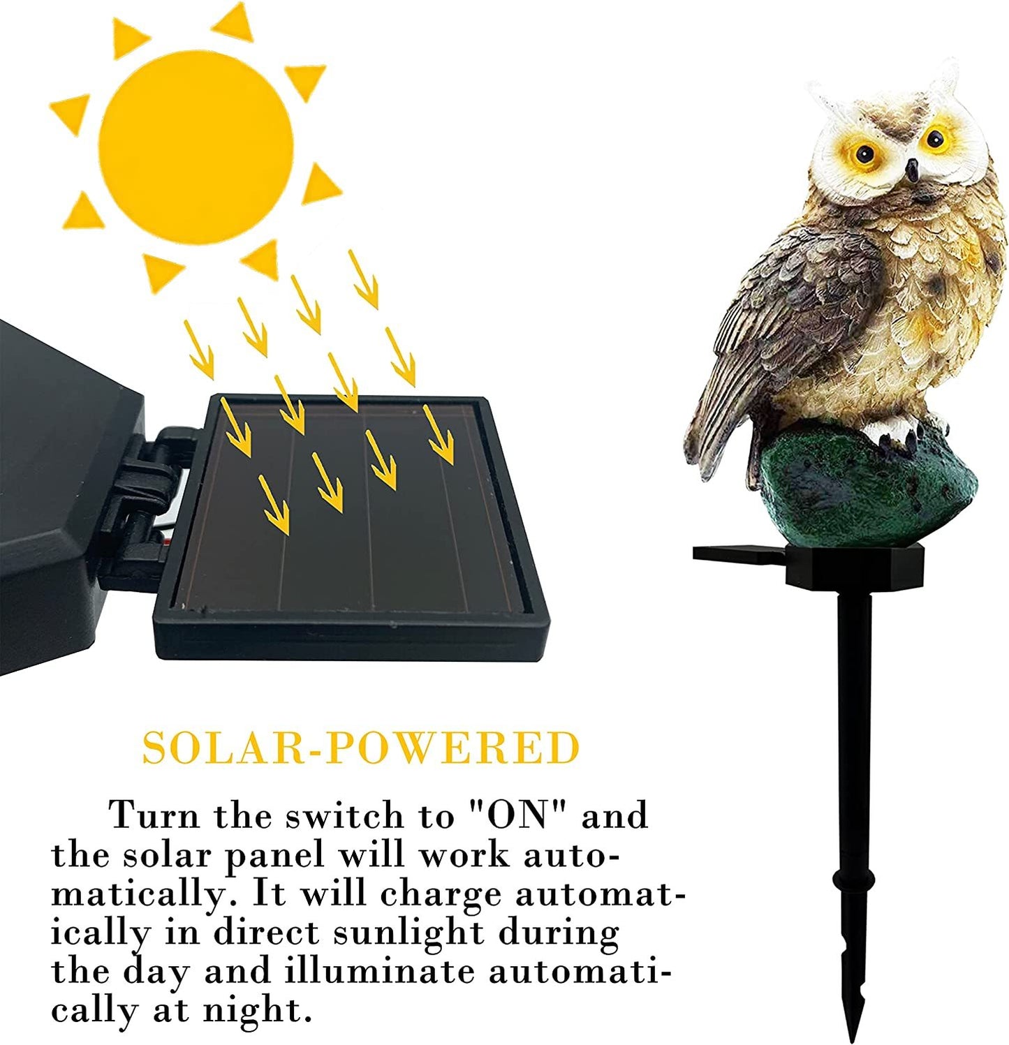 Solar Garden Light Outdoor, Owl Solar Garden Stake Light, Waterproof Warm White LED Light For Garden, Patio, Yard, Lawn, Walkway Decoration