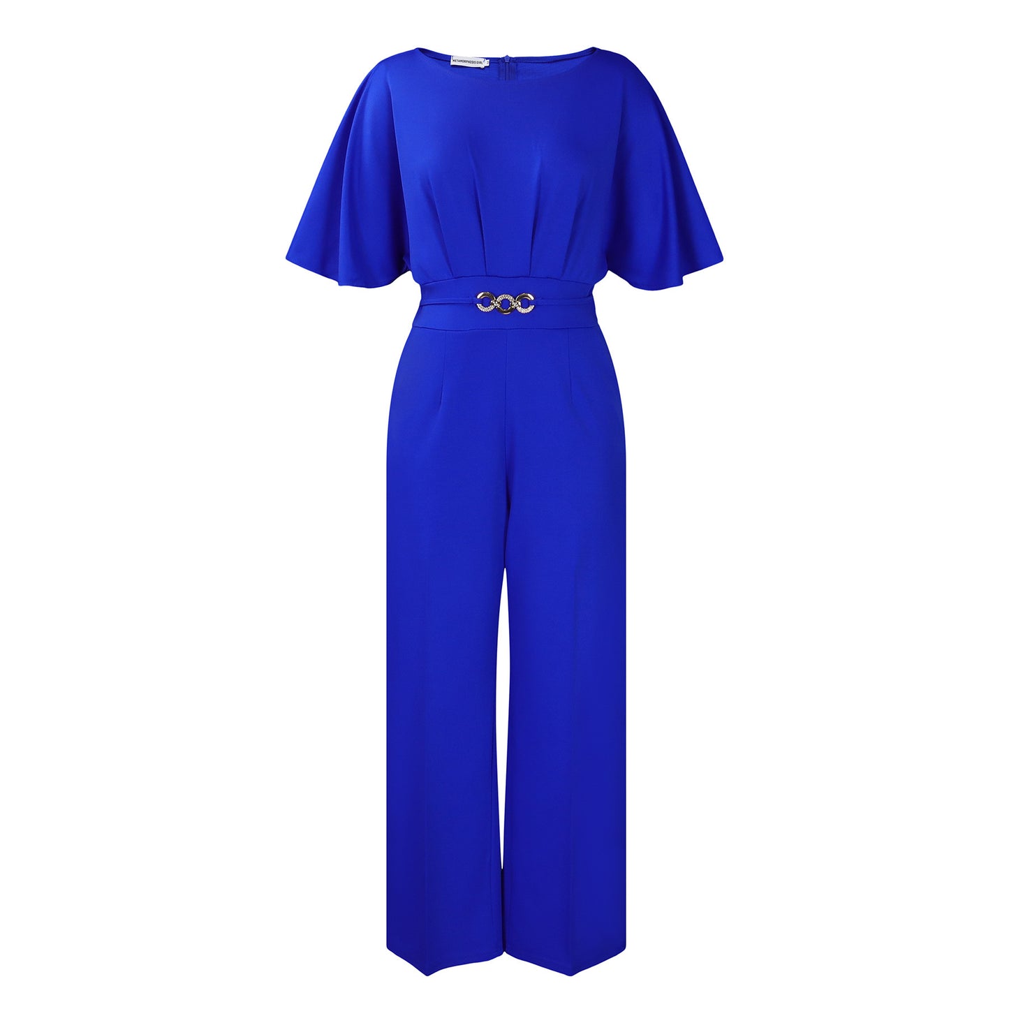 Fashion Round Neck Solid Color High Waist Plus Size African Wide Leg Jumpsuit