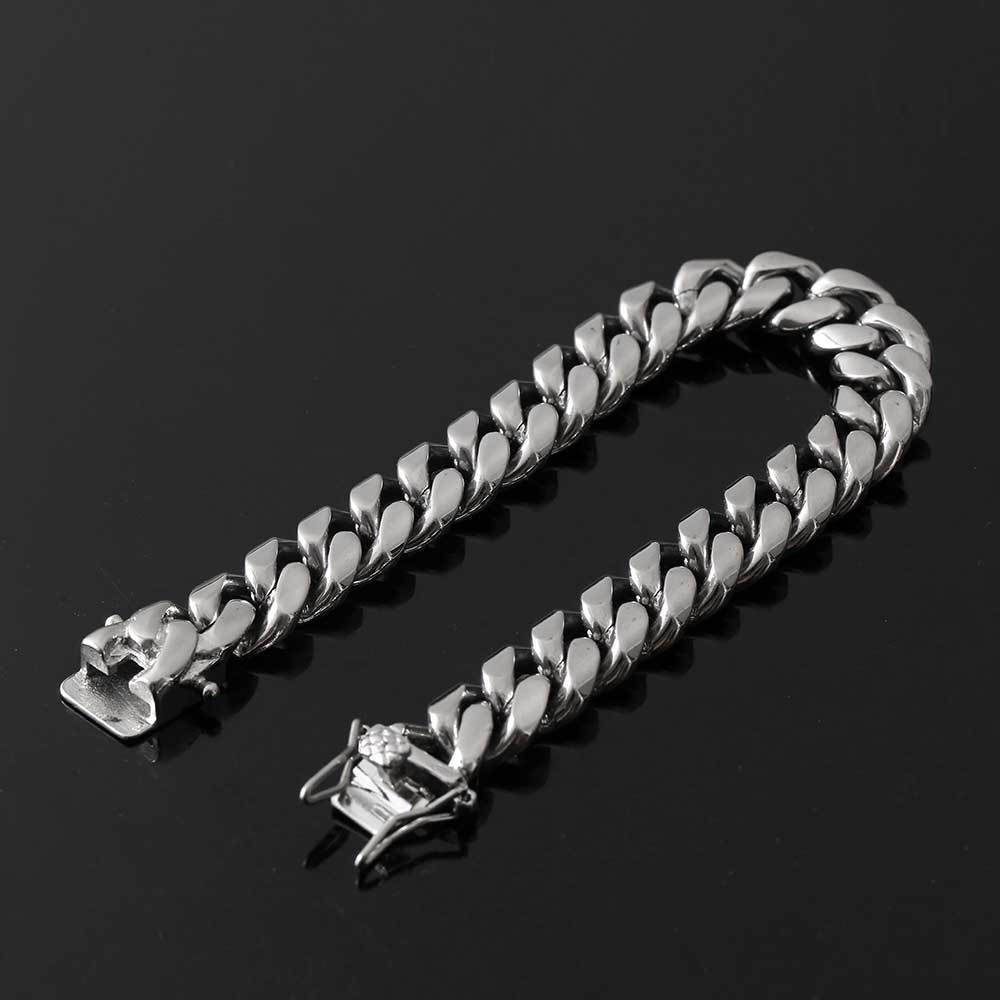 Electroplated Encrypted Hip Hop Buckle Stainless Steel Cuban Bracelet