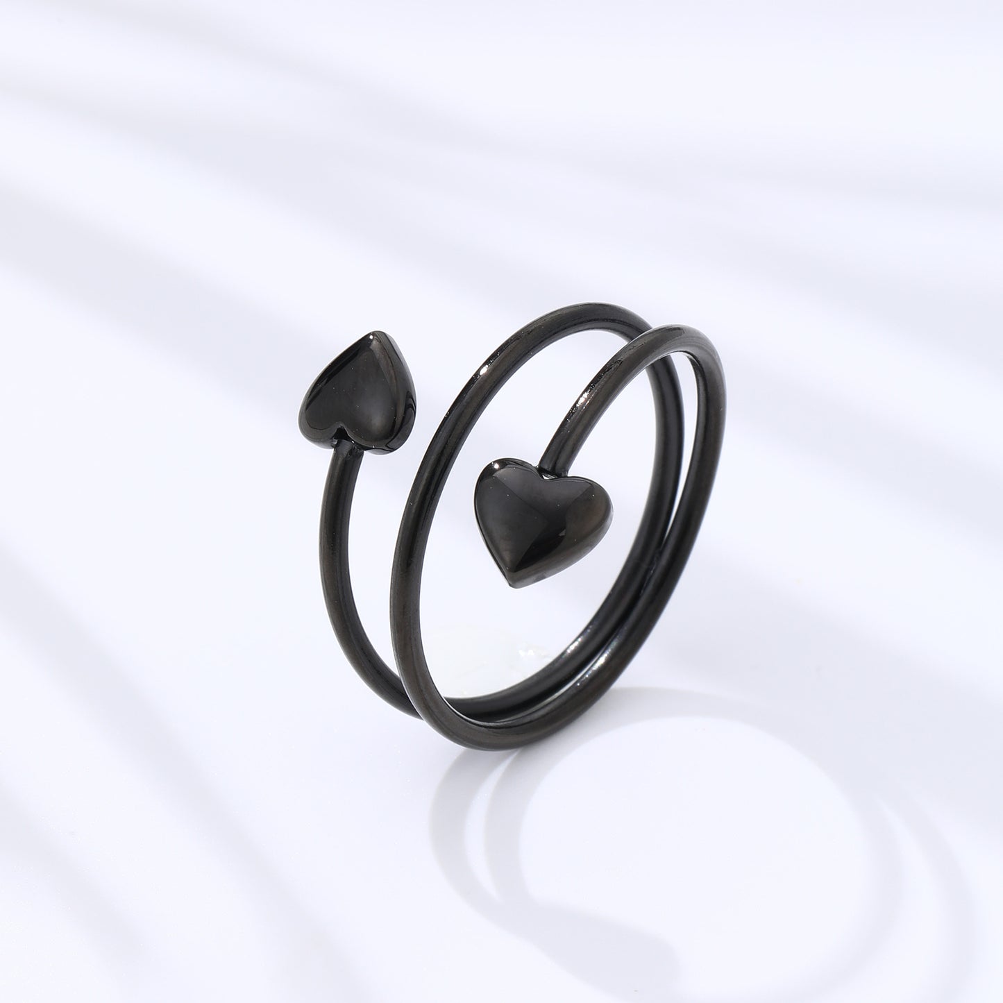 Peach Heart Stainless Steel Magnet Ring Health Anti-snoring Ring