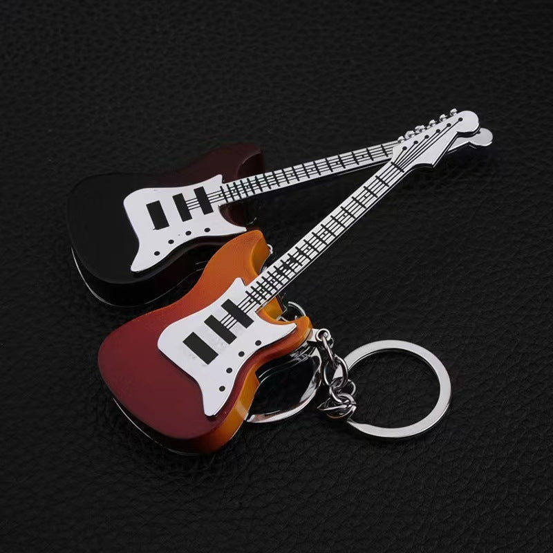 Creative Guitar Shape Inflatable Flame Lighter Keychain