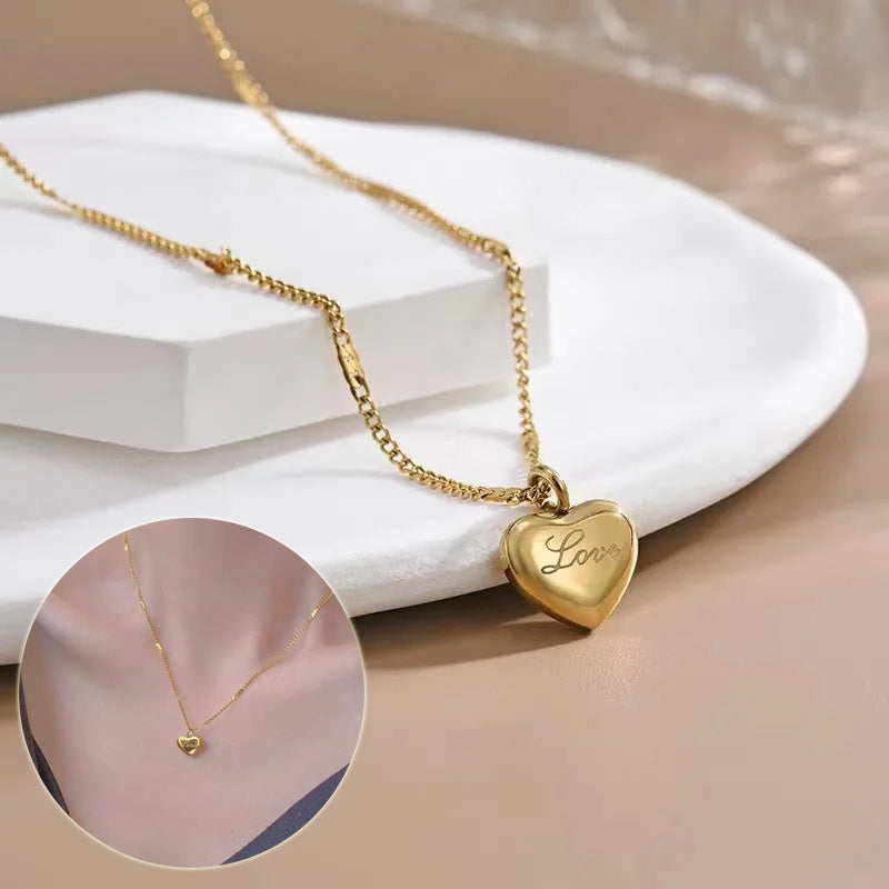 Fashion Jewelry Necklace For Women New Trend Vintage Simple Love Heart Pendant Elegant Party Jewelry Birthday Gifts