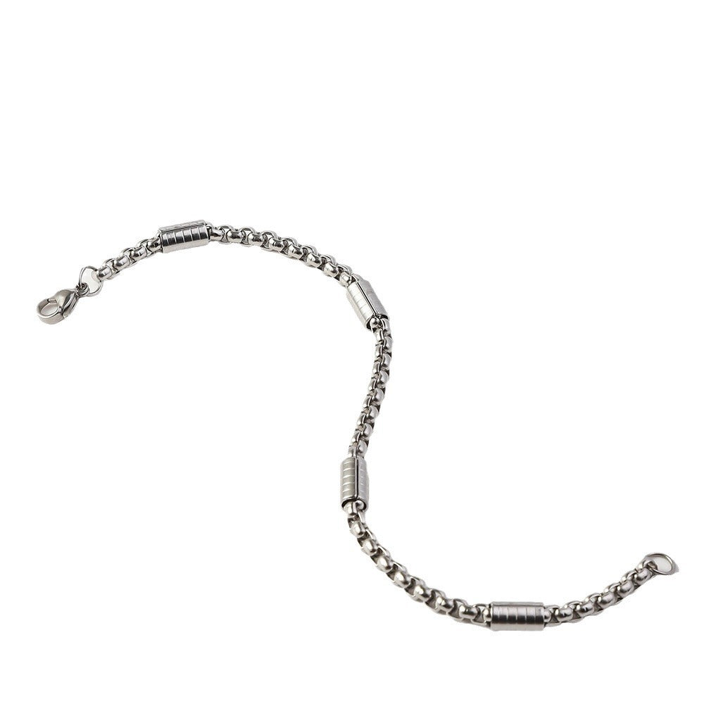 Men's Square Pearl Tube Chain Stainless Steel Bracelet