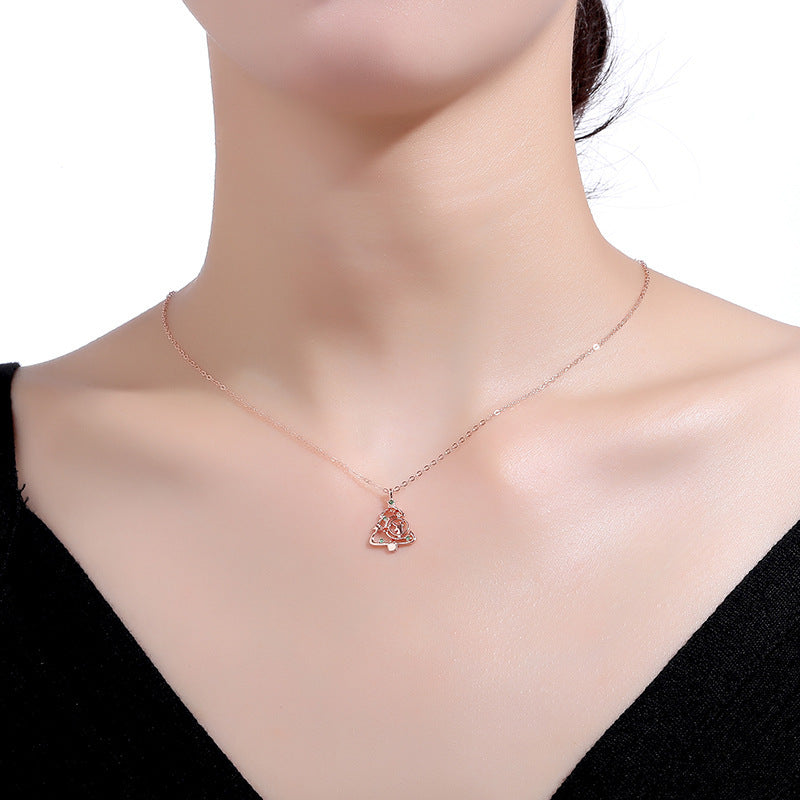 S925 Elk Christmas Tree Necklace Fashion Ins Style Zircon Clavicle Chain Women's Jewelry