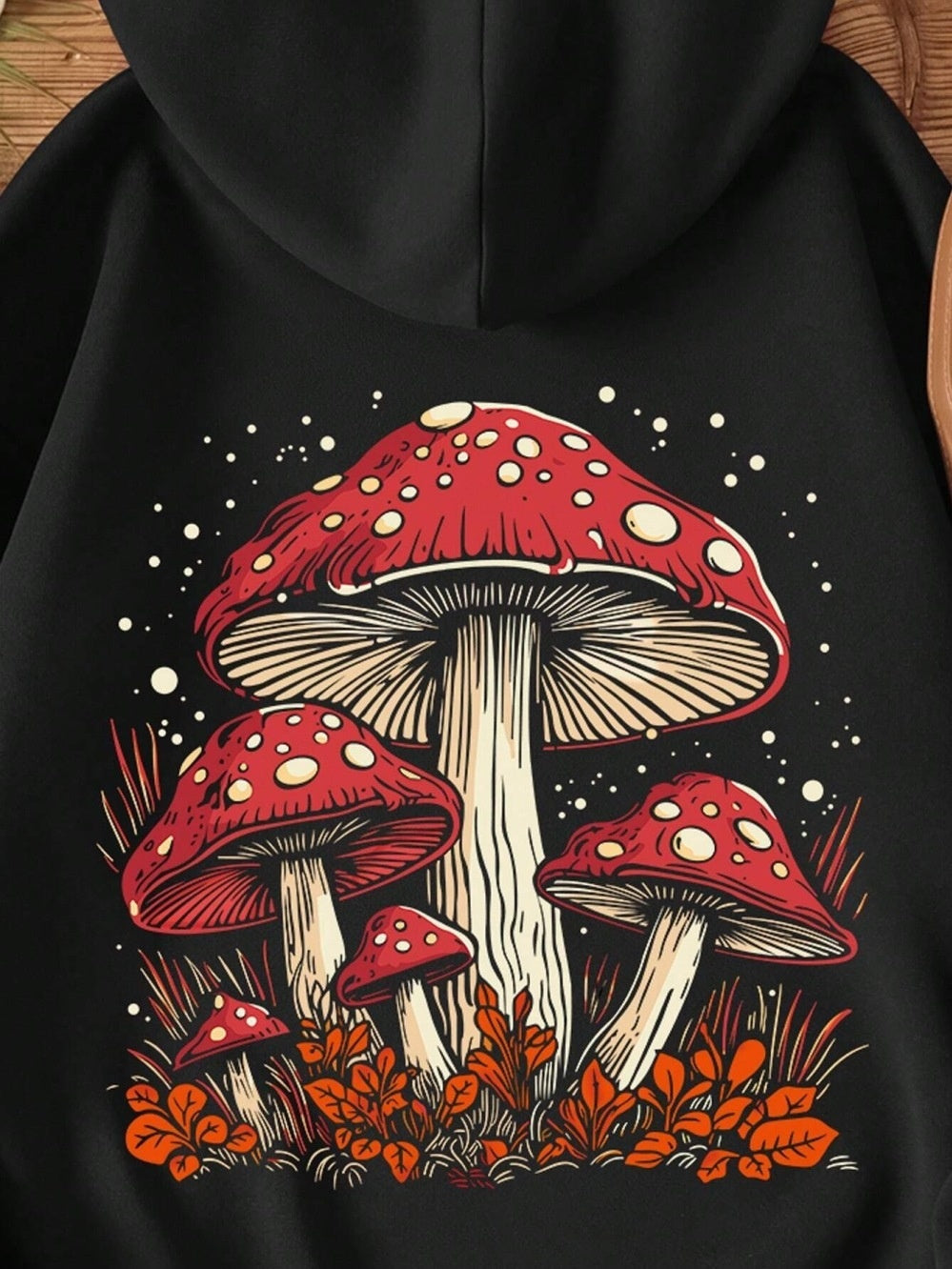 Women's Mushroom Fashion Printed Velvet Hoodie