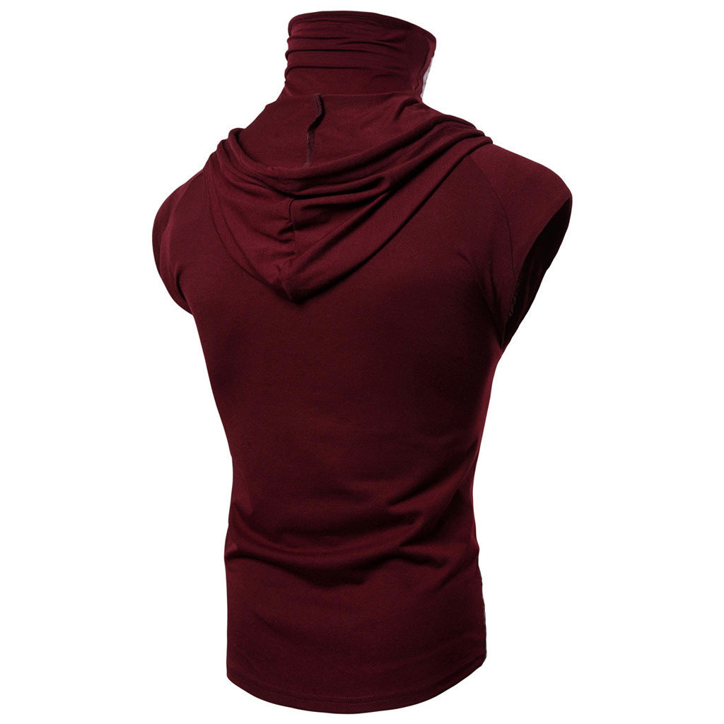 Mens Mask Button Sports Vest Hooded