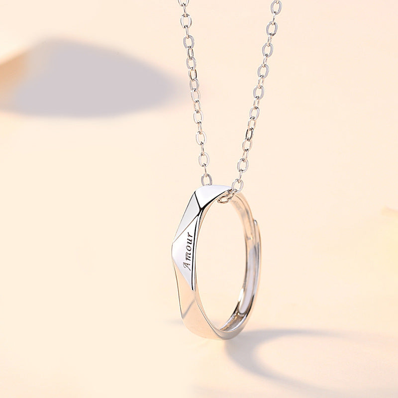 Creative Couple Necklace Sterling Silver Diamond Clavicle Chain