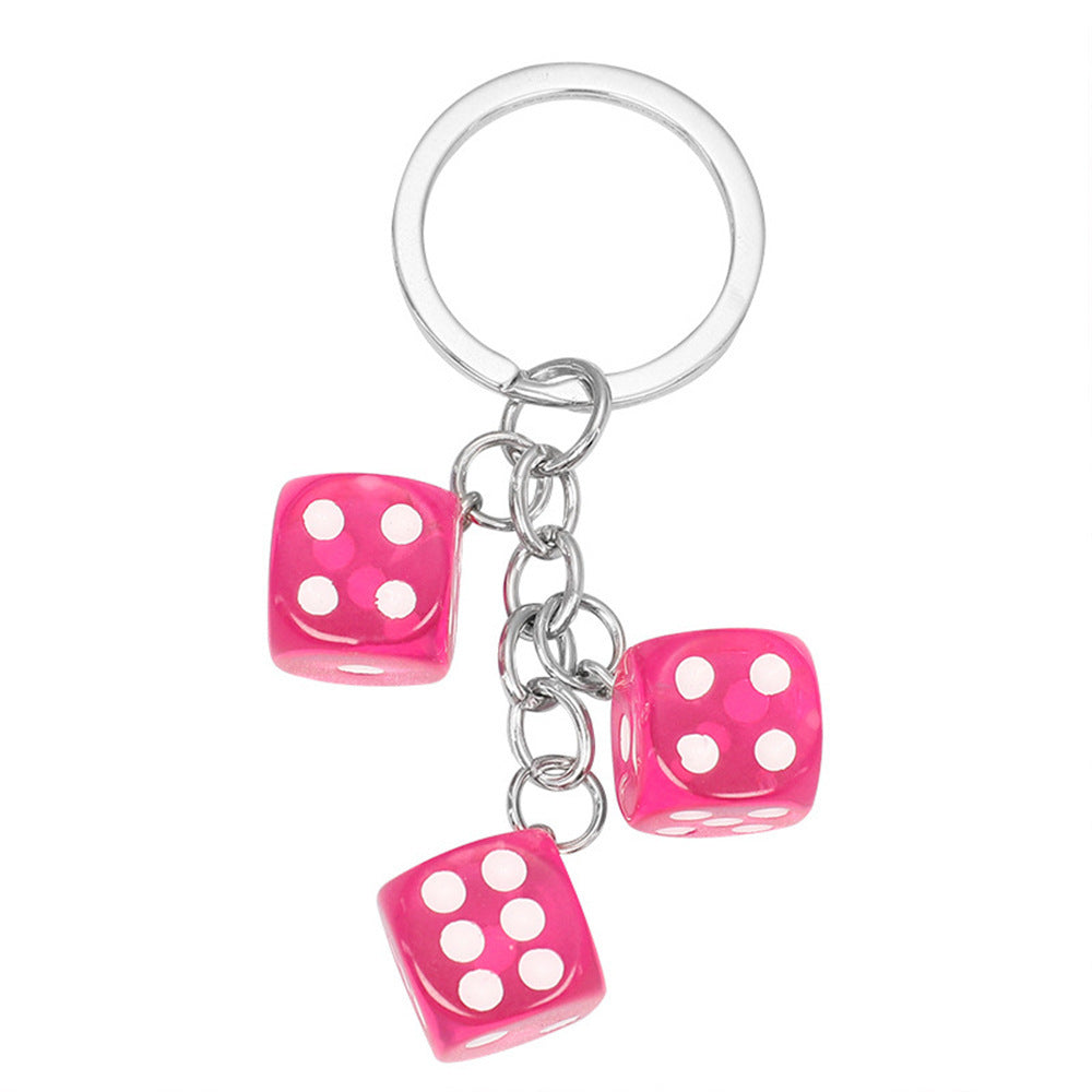 Creative Resin Dice Shape Keychain Pendant Portable Bag Pen Accessories