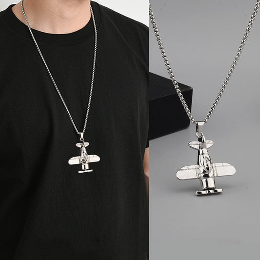 Sweater Chain Propeller Titanium Steel Necklace