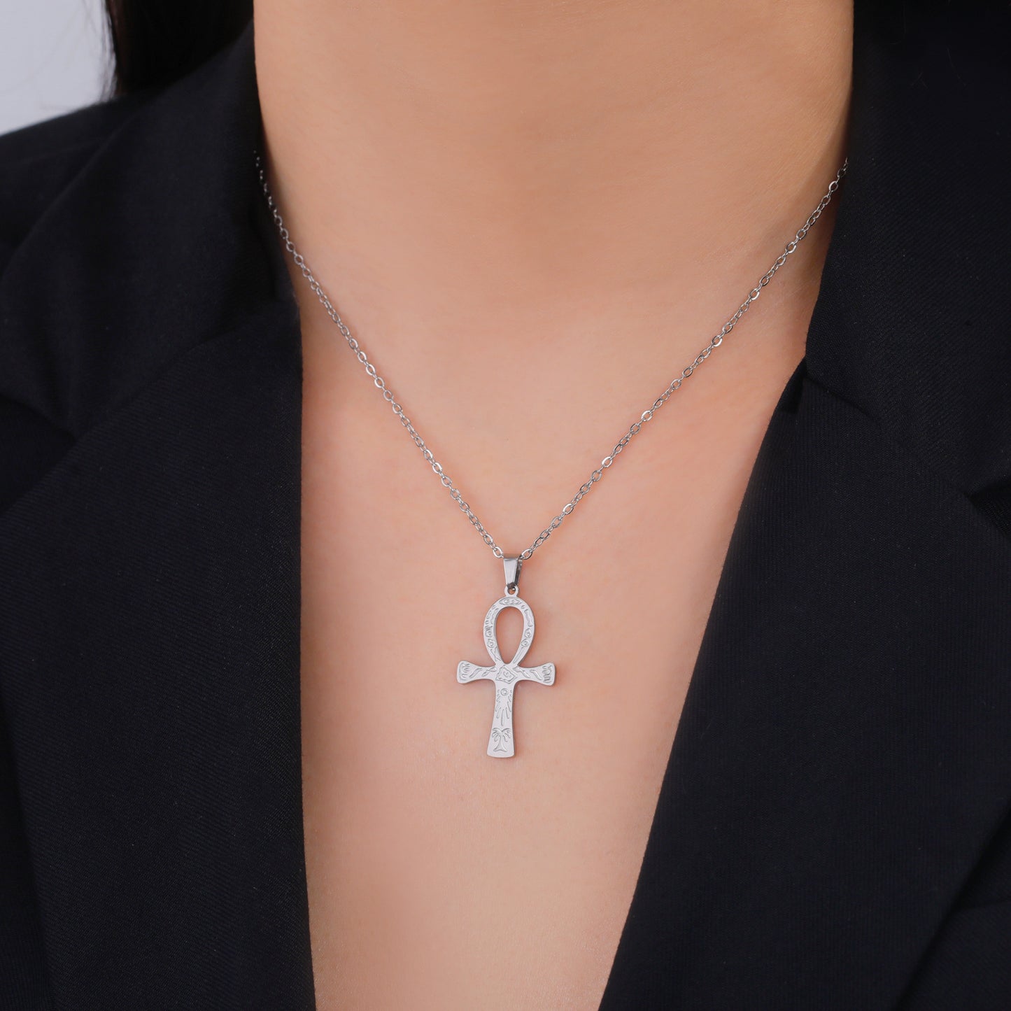 Fashion Simple Trend One-piece Delivery Personalized Corrosion Rune Cross Pendant Stainless Steel Necklace