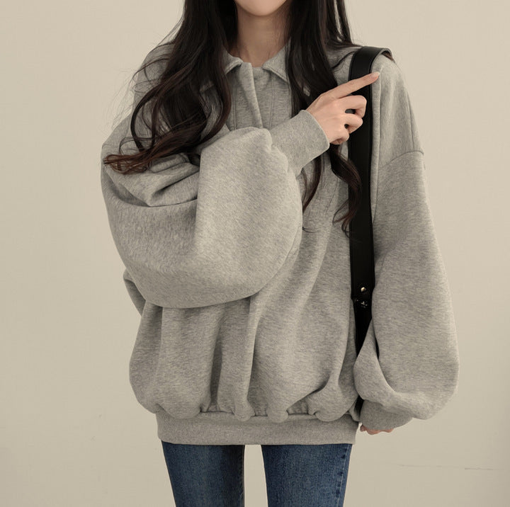 Idle Style Casual Loose Retro Sweater Coat For Women