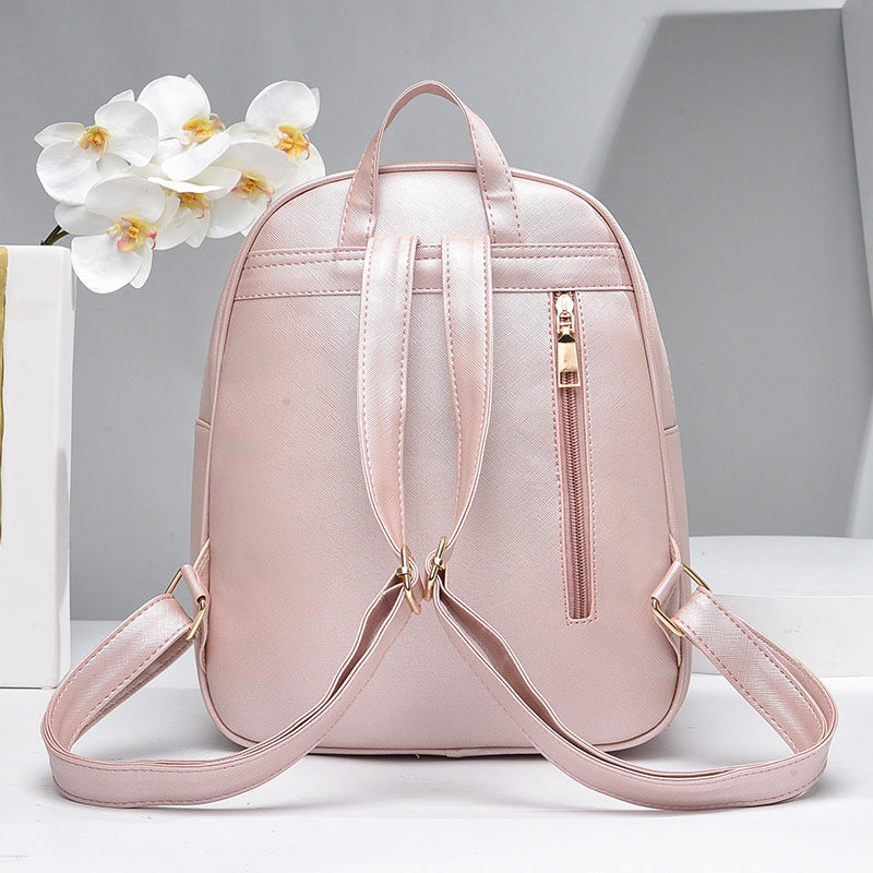 Fashion Women's Bags PU Bow Composite Bag Young Girl Student Cute Shoulders Backpack Crossbody Bags Coin Purse 3pcs Set