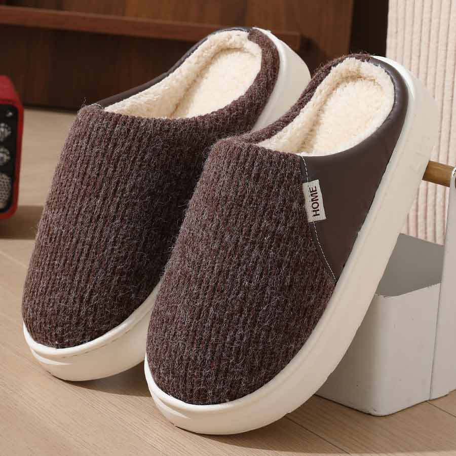 Winter Warm Plush Home Slippers Lightweight Thick Bottom Silent Non-slip Floor Bedroom Slippers Couple House Shoes Women Men