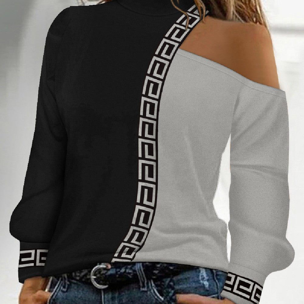 Women's Long Sleeve Loose Crew Neck Casual Bronzing T-shirt