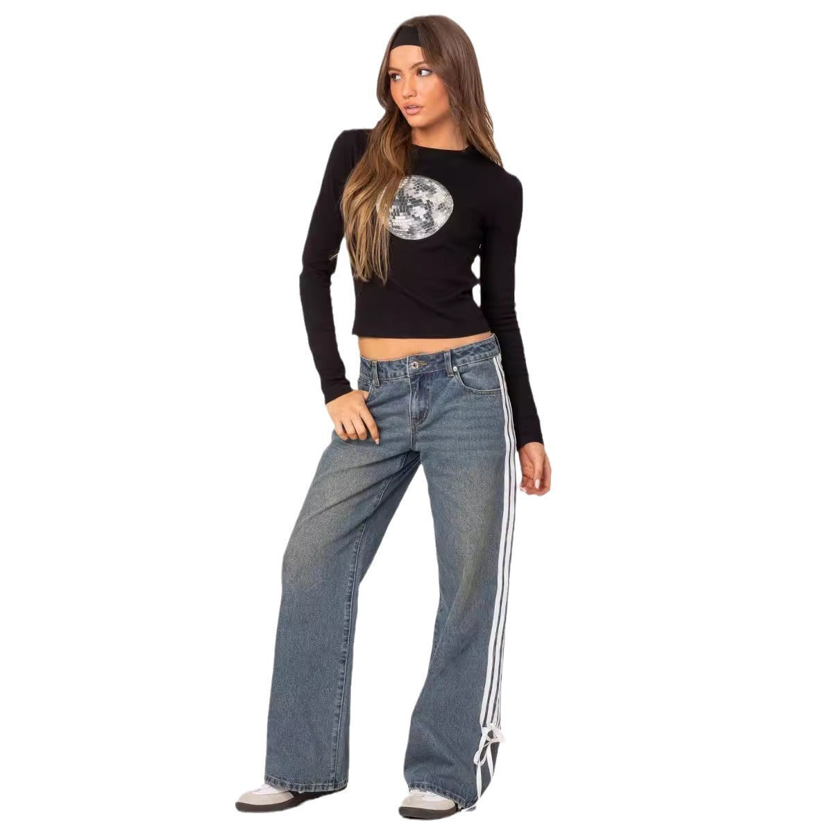 Women's Fashionable Loose-fit Wide-leg Jeans