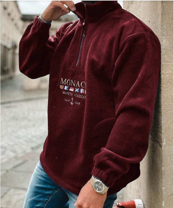 Autumn And Winter Alphabet Embroidery Thickened Casual Men's Sweater