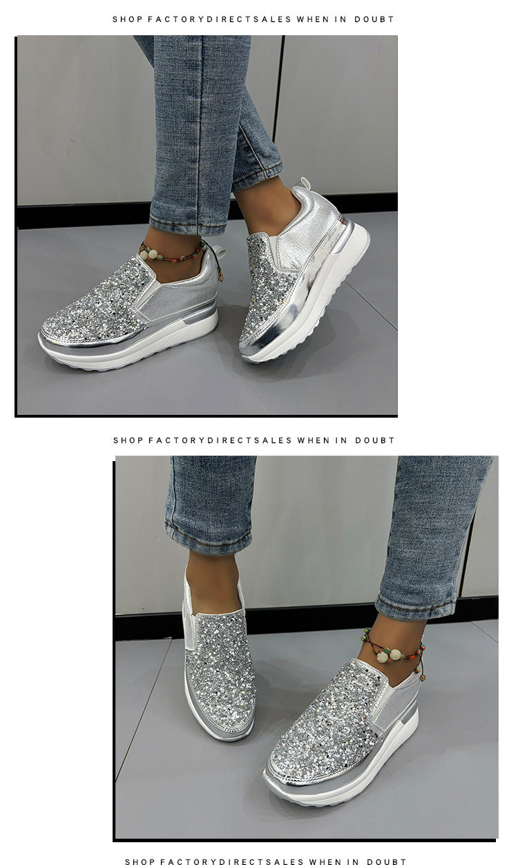 Women's Sequin Casual Thick Sole Sponge Cake Shoes