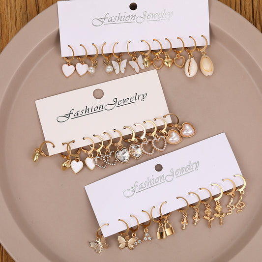 Creative Simple Temperament Pearl Hearth-shaped Earrings