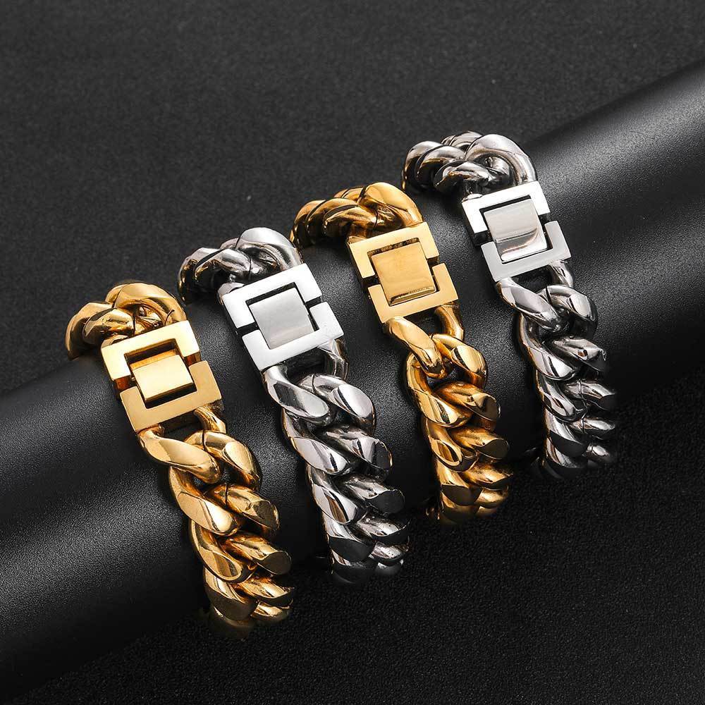 European And American Titanium Steel Bracelet Hip Hop Jewelry Buckle