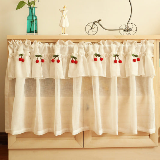 Fresh Linen Short Curtain For Kitchen Small Window