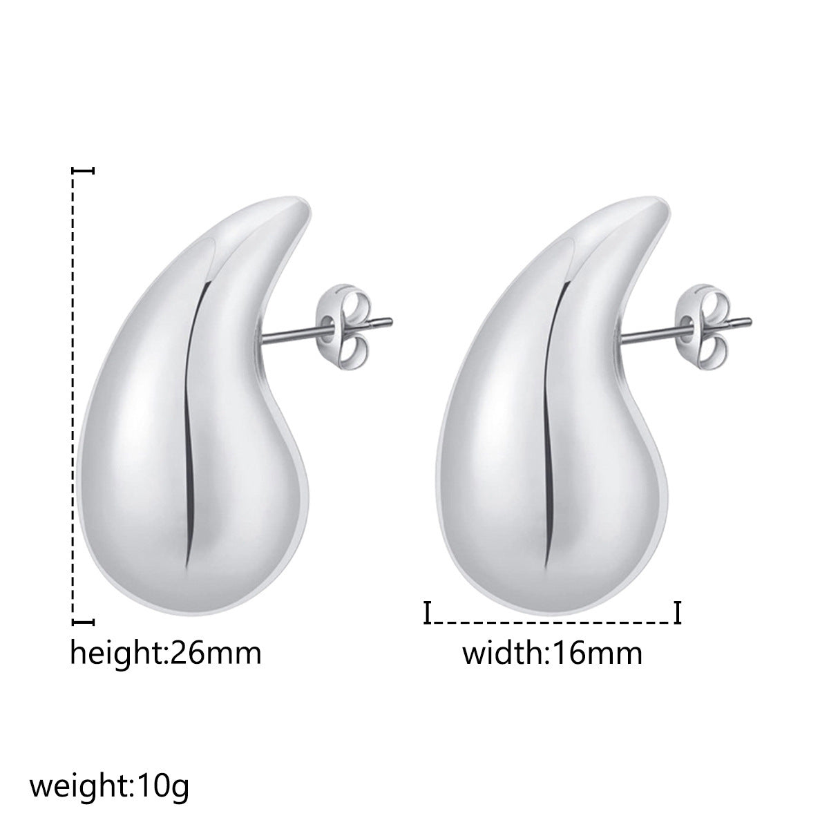 Advanced Design Feeling Chubby Water Drop Earrings, Stainless Steel Hollow Earrings