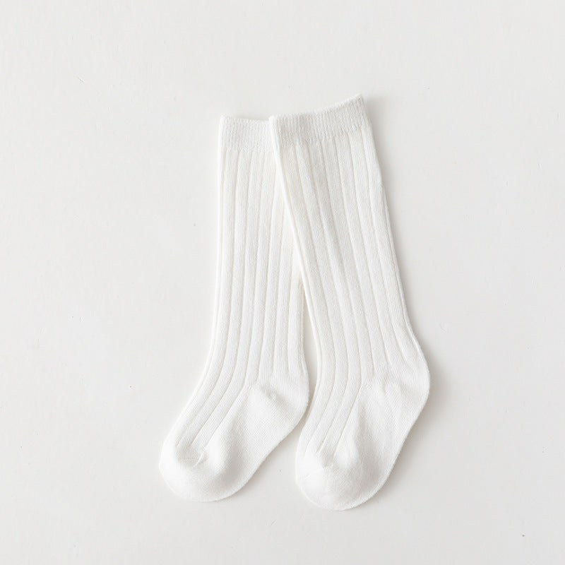 Sunken Stripe Socks Baby Plain Middle-long Stockings