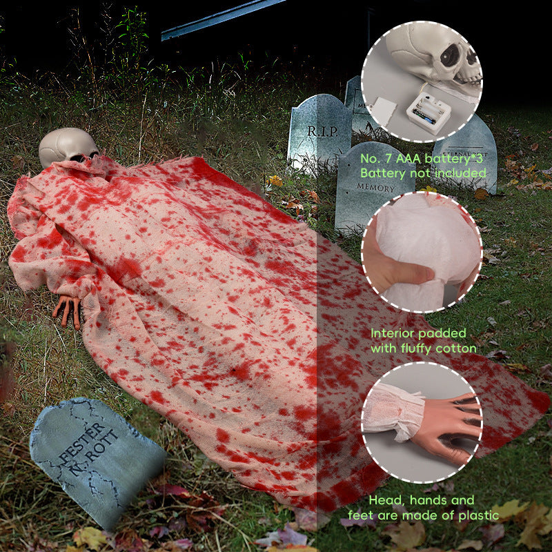 Halloween Horror Voice-activated Corpse Blood Cloth Glowing Hair Layout Props