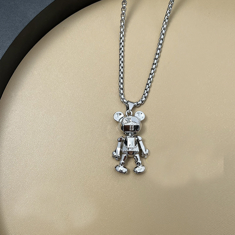 Cute Bear Necklace Fashion Personality Hip-hop Pendant Couple Versatile Fall Winter Sweater Chain Men Women Jewelry