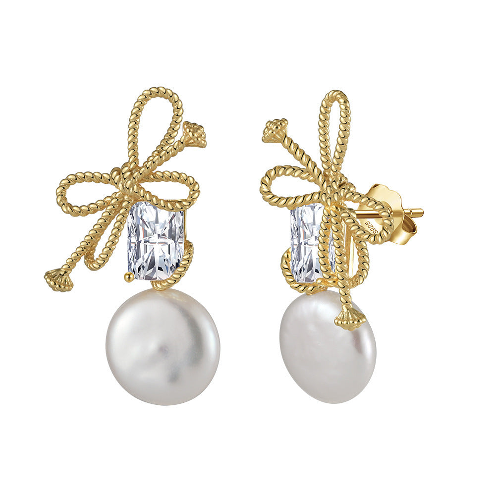 S925 Sterling Silver Natural Pearl Earrings