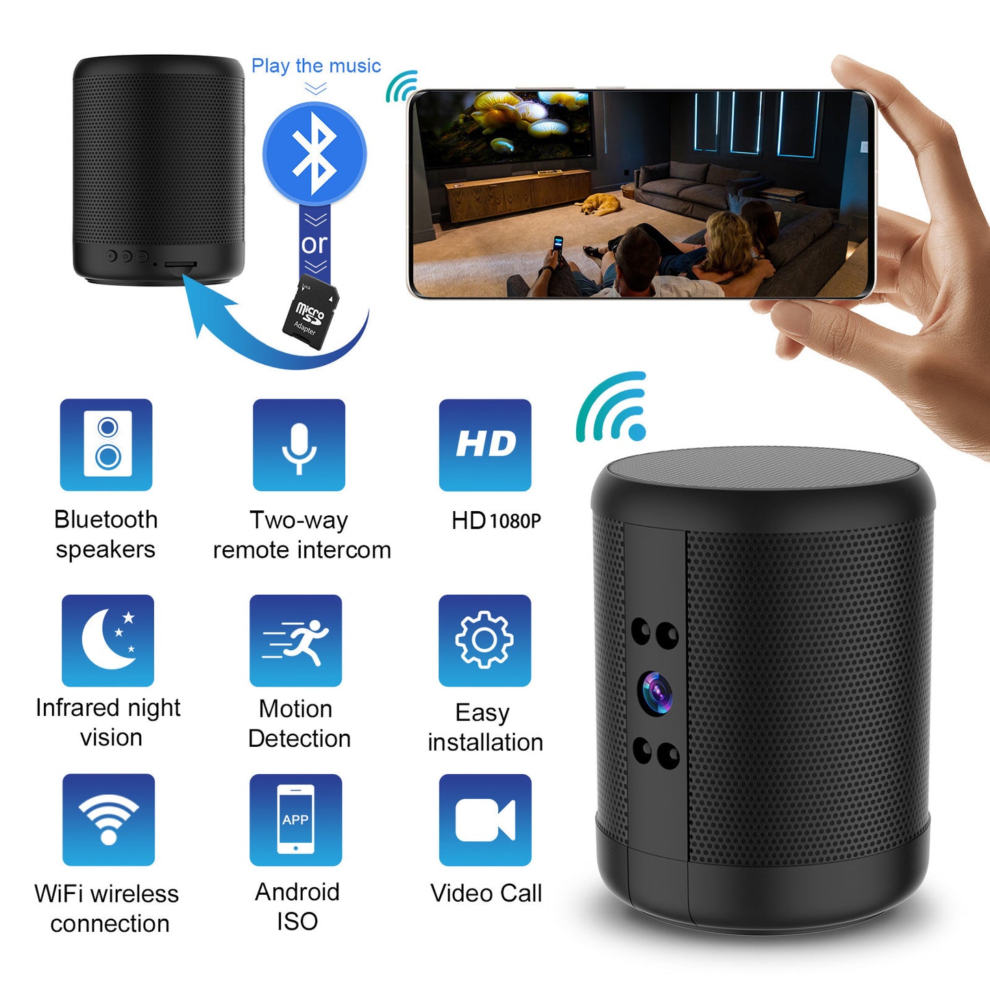 Home Smart Surveillance Camera Dual Voice Conversation HD Plug-in-free