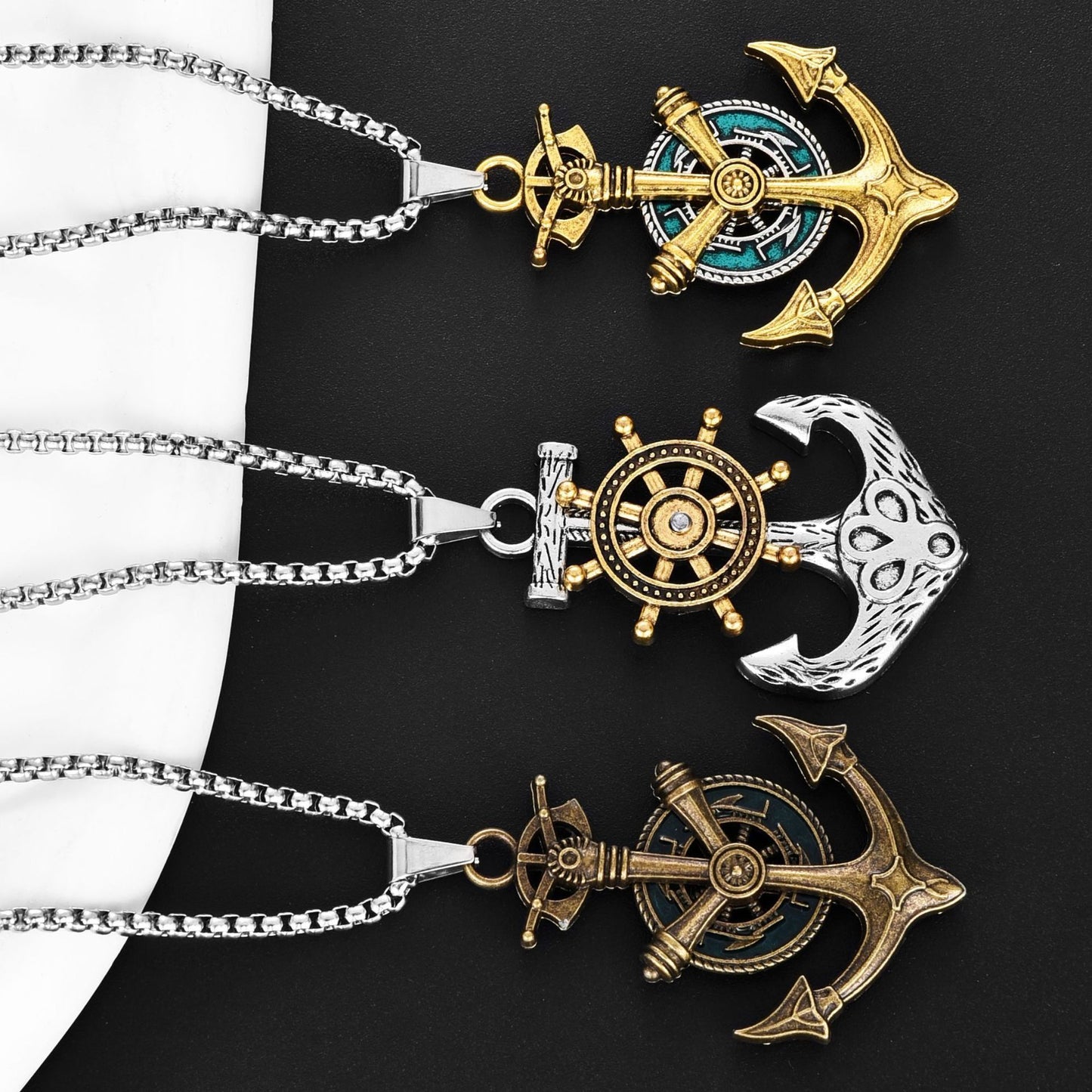 Vintage Anchor Necklace Fashion Street Hip Hop Sweater Chain For Women Men