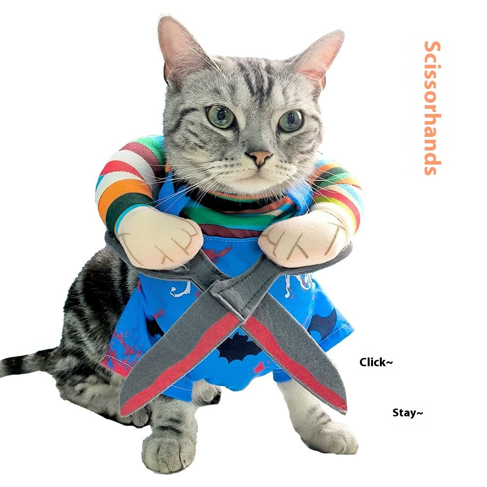 Pet Halloween Costume Cat Funny Outfit With Adjustable Straps Scissor-Shaped Suit Cosplay Halloween Christmas Clothes For Dogs