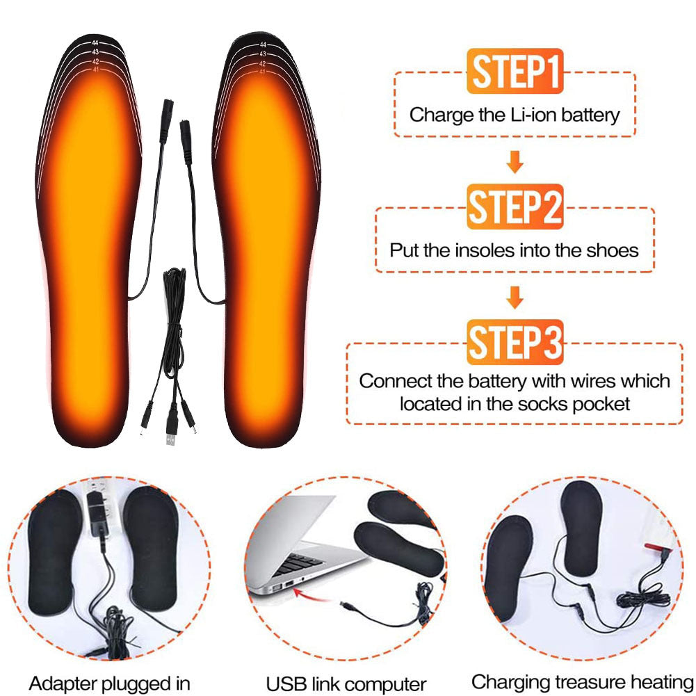 USB Heated Shoes Insoles Can Be Cut Winter Warm Heating Insoles Pad Feet For Boots Sneaker Shoes