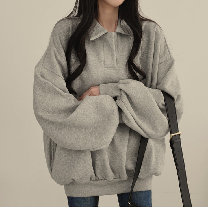 Idle Style Casual Loose Retro Sweater Coat For Women