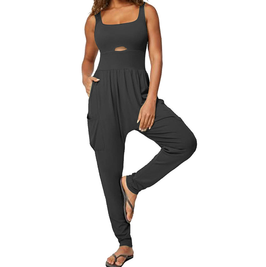 Fashion Sports Outdoor Yoga Vest Hollow Comfort Fitness One-piece Jumpsuit