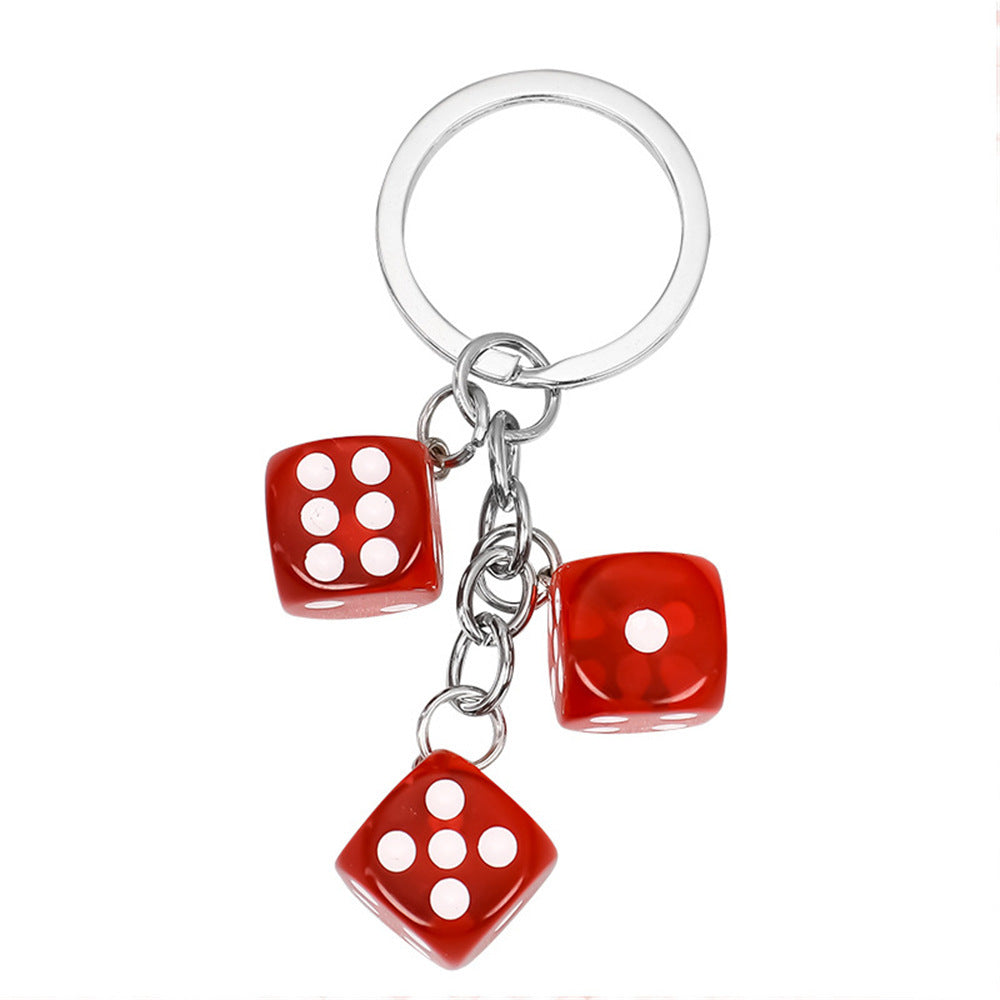 Creative Resin Dice Shape Keychain Pendant Portable Bag Pen Accessories