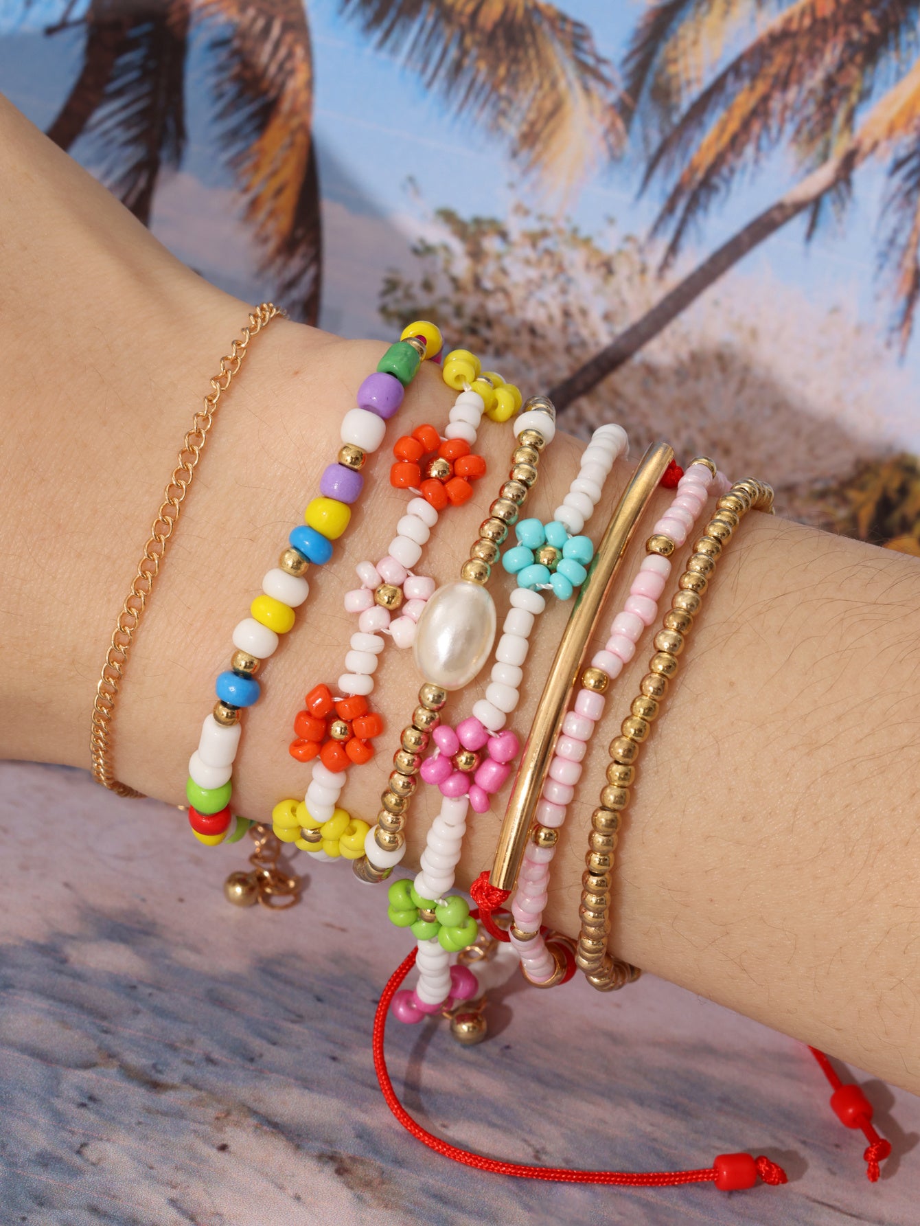 Handmade Colored Rice Bead Bohemian Beach Resort Style Bracelet