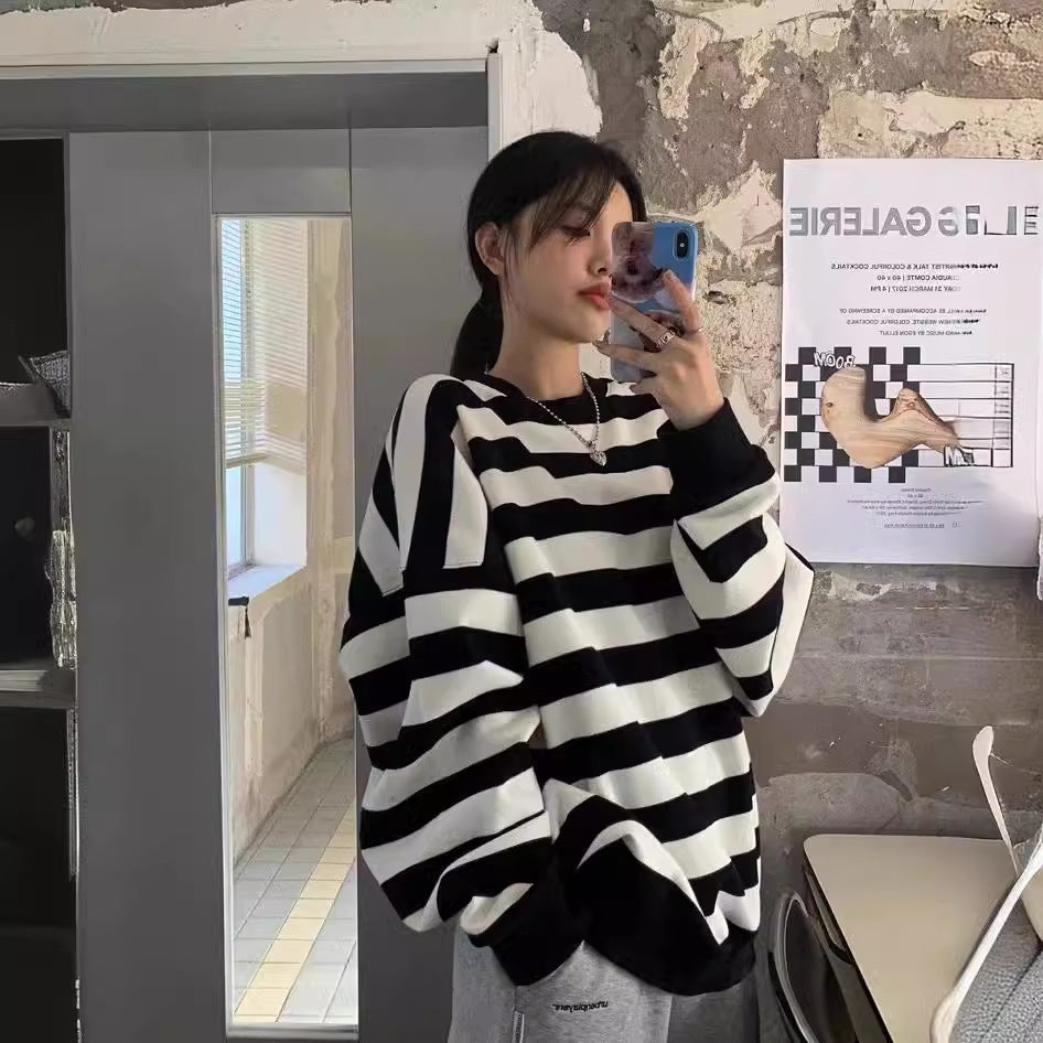 Fashion Striped Pullover Sweatshirt Women