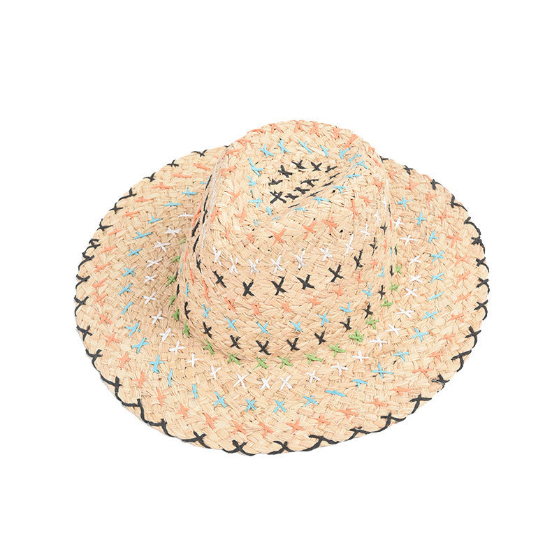 Color Stitching Raffia Hat Women's Spring And Summer New