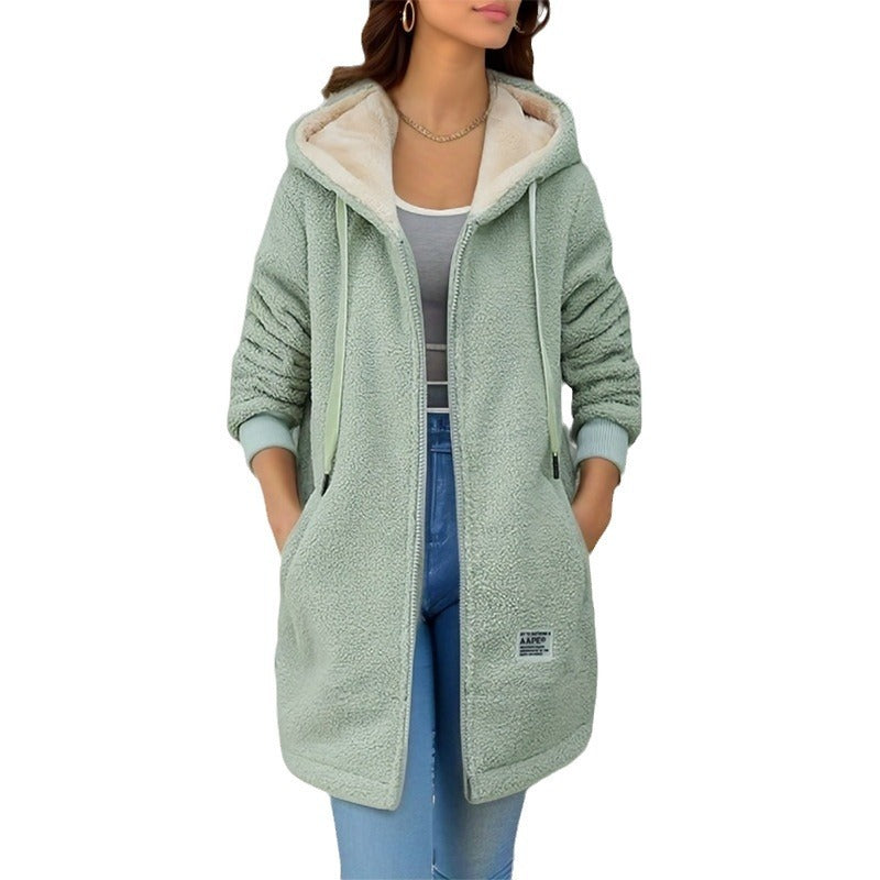 Fleece-lined Mid-length Cashmere Hoodie