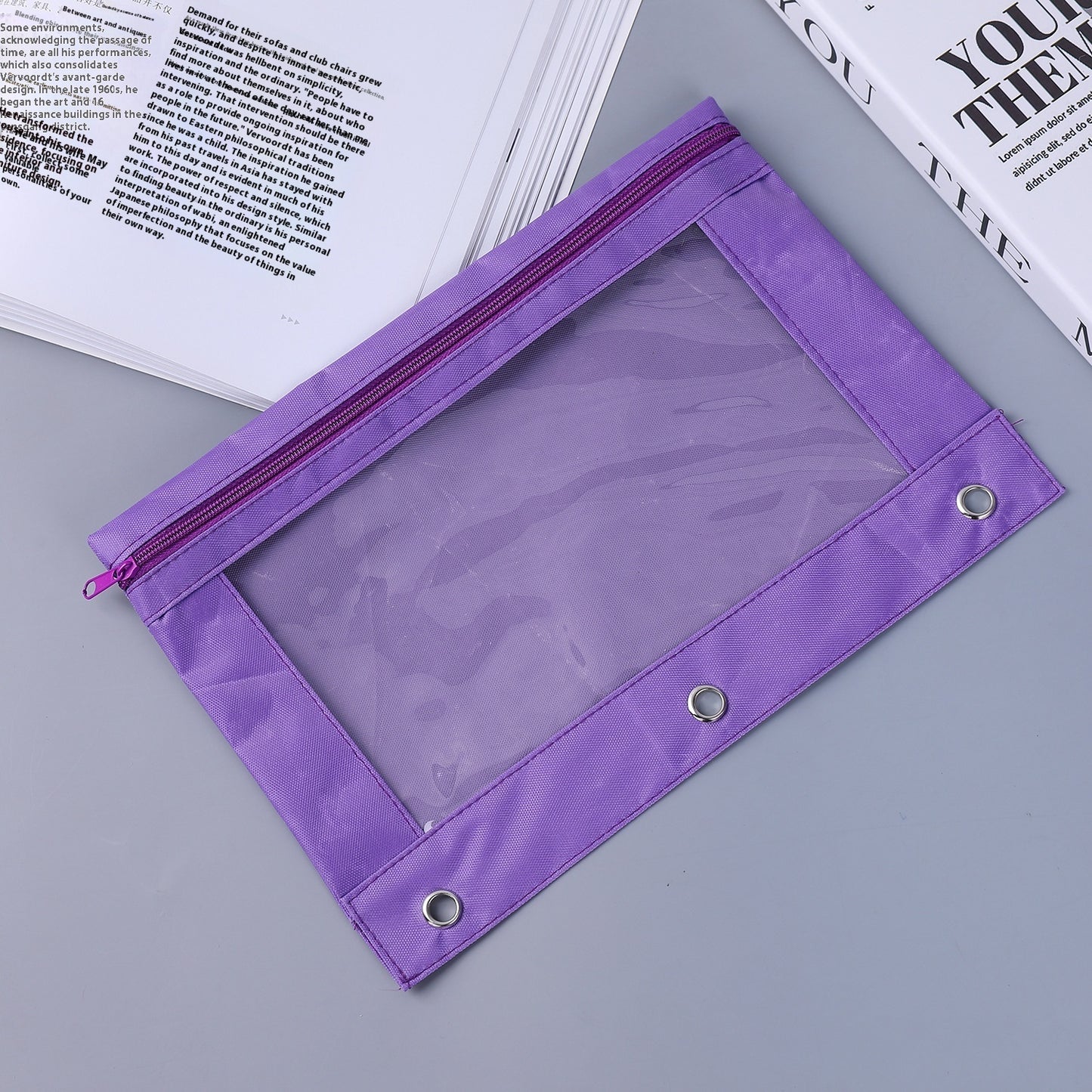 Three-hole Transparent Oxford Cloth Loose-leaf Air Hole Large Capacity Stain-resistant Stationery Case