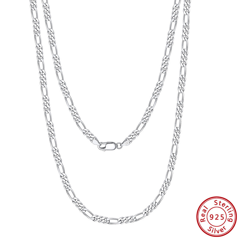 S925 Sterling Silver Necklace Domineering Carven Design Chain